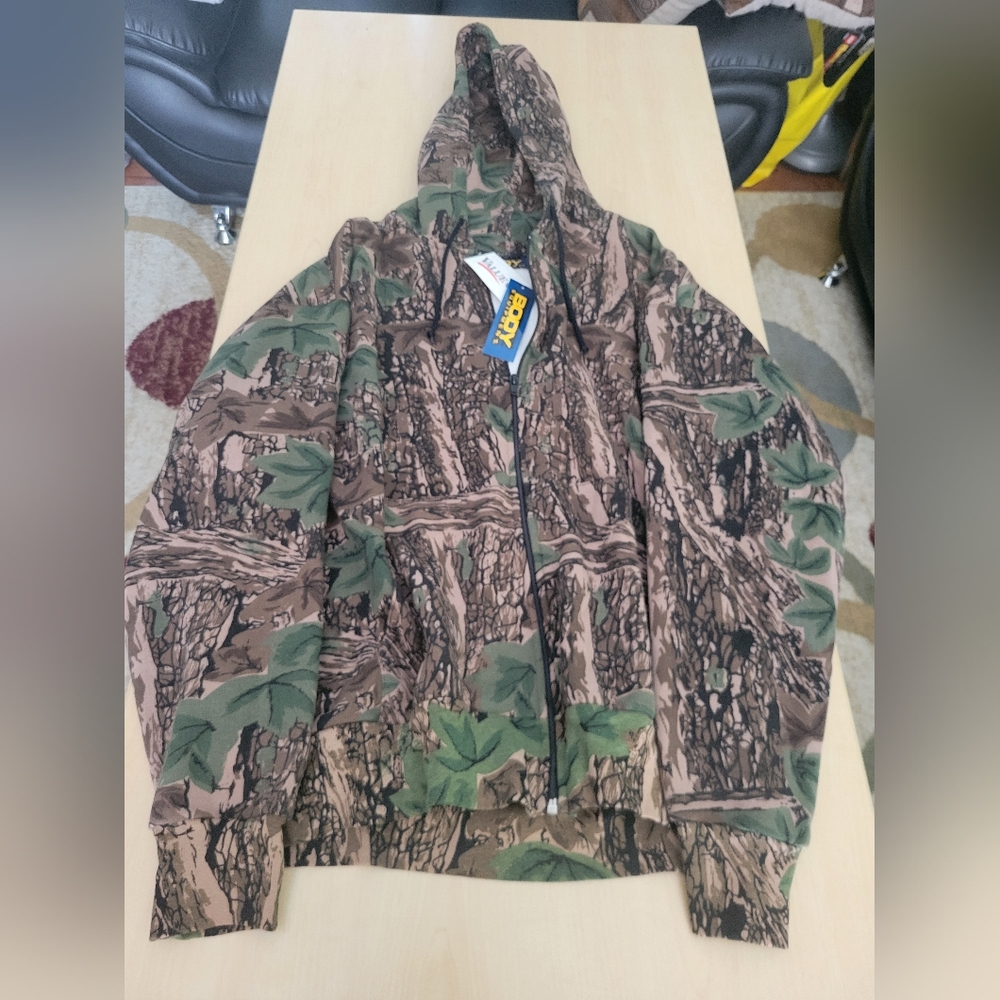 Mens Large Zipper Hoodie Camouflage Print